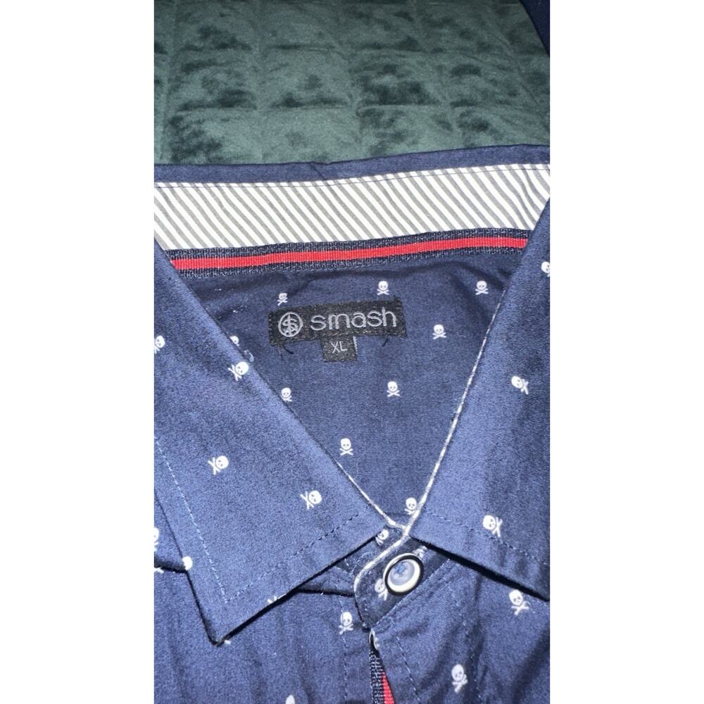 Smash Mens Long Sleeve Collared Shirt‎ Extra Large (XL) Navy Edgy - Picture 2 of 13